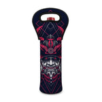 Geometric Samurai Mask Print Single Neoprene Wine Tote