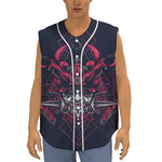 Geometric Samurai Mask Print Sleeveless Baseball Jersey