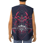 Geometric Samurai Mask Print Sleeveless Baseball Jersey