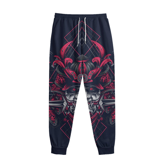 Geometric Samurai Mask Print Sweatpants