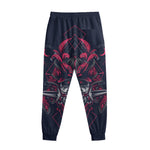 Geometric Samurai Mask Print Sweatpants