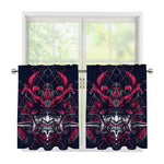 Geometric Samurai Mask Print Tier Curtains