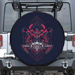 Geometric Samurai Mask Print Tire Cover