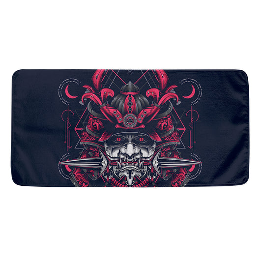Geometric Samurai Mask Print Towel