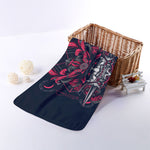 Geometric Samurai Mask Print Towel