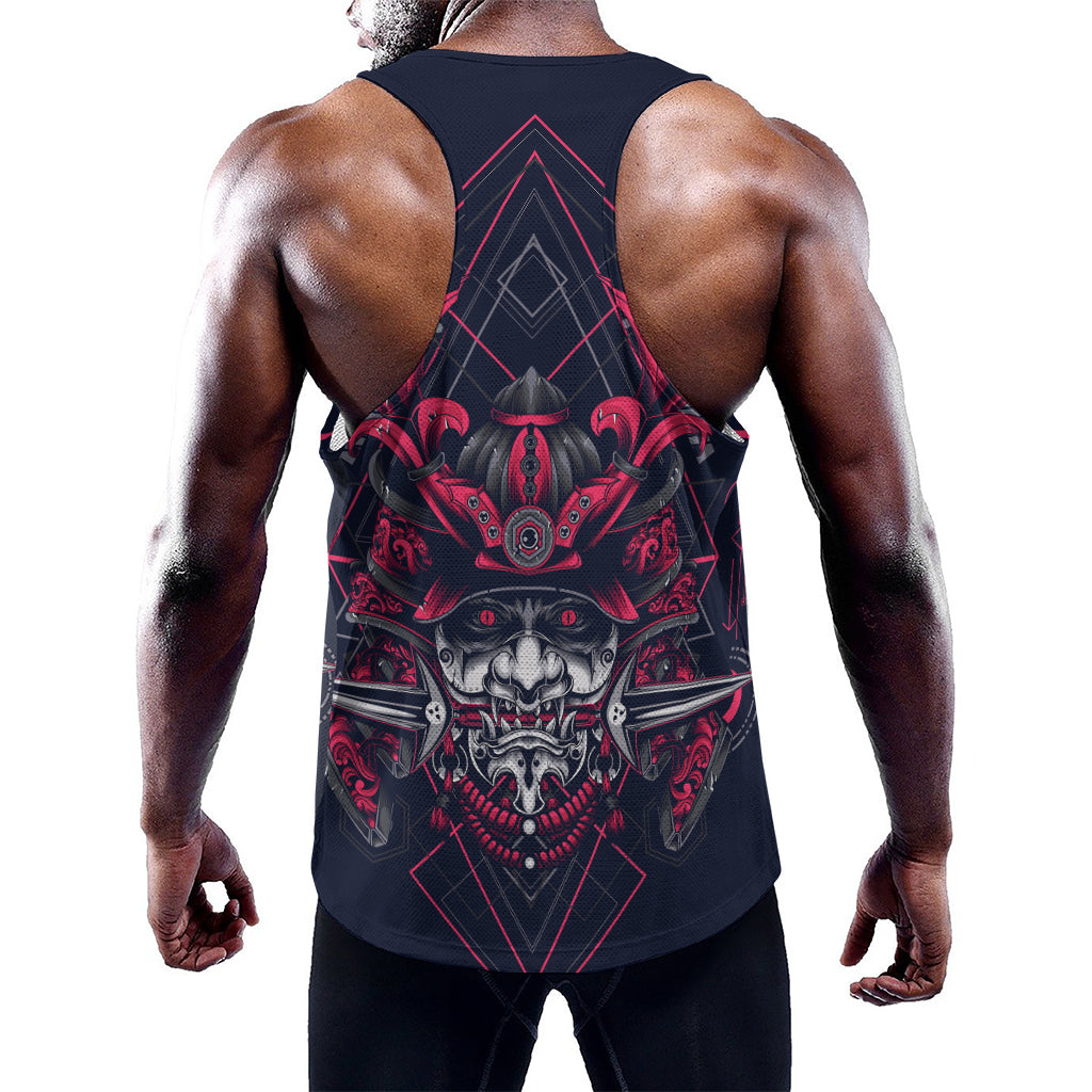 Geometric Samurai Mask Print Training Tank Top