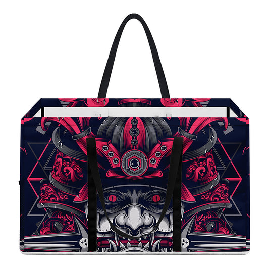 Geometric Samurai Mask Print Utility Tote Bag