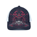 Geometric Samurai Mask Print White Mesh Trucker Hat