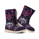 Geometric Samurai Mask Print Winter Boots