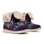 Geometric Samurai Mask Print Winter Boots