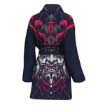 Geometric Samurai Mask Print Women's Bathrobe