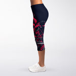Geometric Samurai Mask Print Women's Capri Leggings
