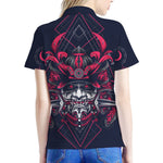 Geometric Samurai Mask Print Women's Polo Shirt