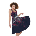 Geometric Samurai Mask Print Women's Sleeveless Dress