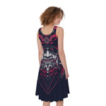 Geometric Samurai Mask Print Women's Sleeveless Dress