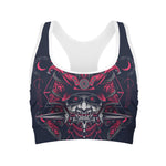 Geometric Samurai Mask Print Women's Sports Bra