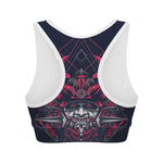 Geometric Samurai Mask Print Women's Sports Bra