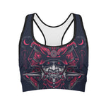 Geometric Samurai Mask Print Women's Sports Bra