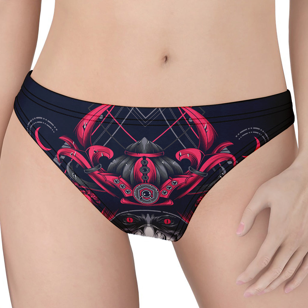 Geometric Samurai Mask Print Women's Thong