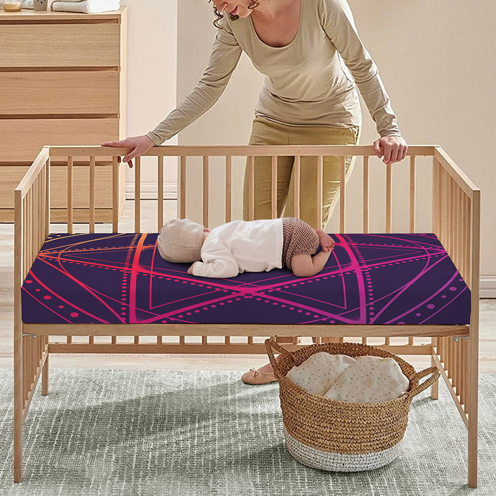Geometric Star of David Print Baby Crib Sheet