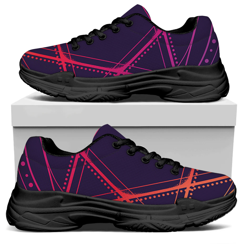 Geometric Star of David Print Black Chunky Shoes