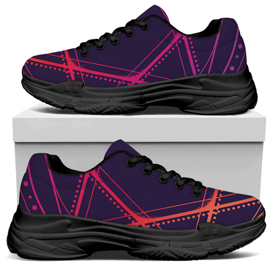 Geometric Star of David Print Black Chunky Shoes