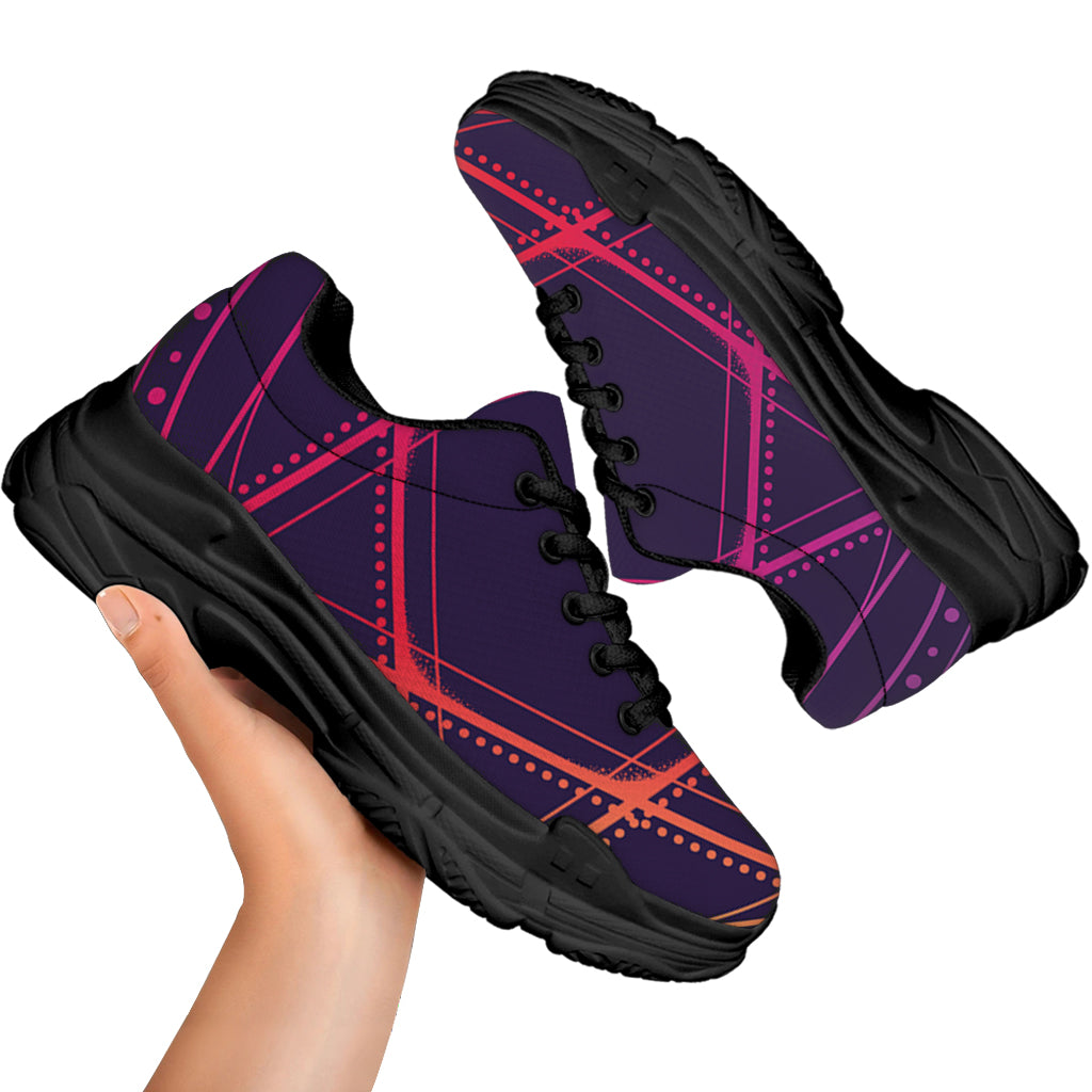 Geometric Star of David Print Black Chunky Shoes