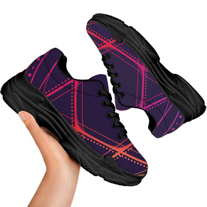 Geometric Star of David Print Black Chunky Shoes