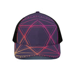 Geometric Star of David Print Black Mesh Trucker Cap