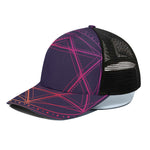 Geometric Star of David Print Black Mesh Trucker Cap
