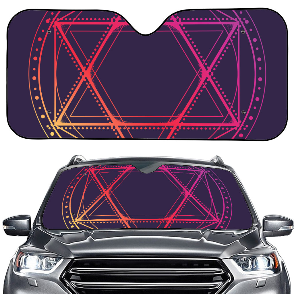 Geometric Star of David Print Car Windshield Sun Shade