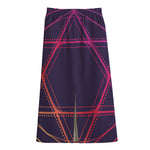 Geometric Star of David Print Cotton Front Slit Maxi Skirt
