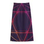 Geometric Star of David Print Cotton Front Slit Maxi Skirt