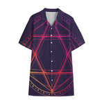 Geometric Star of David Print Cotton Hawaiian Shirt