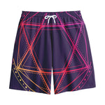 Geometric Star of David Print Cotton Shorts