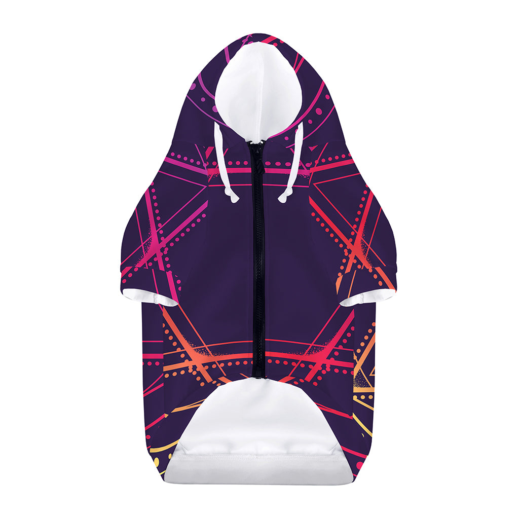 Geometric Star of David Print Dog Zip Up Hoodie