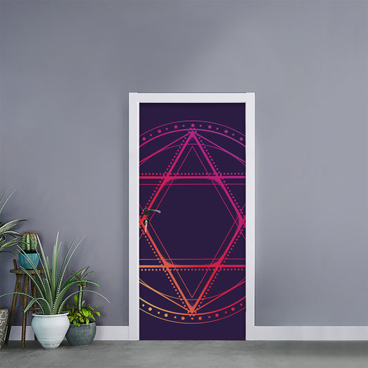 Geometric Star of David Print Door Sticker