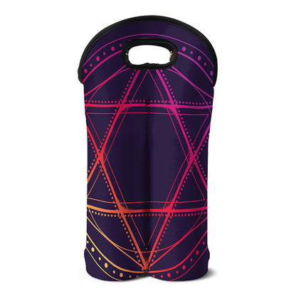 Geometric Star of David Print Double Neoprene Wine Tote