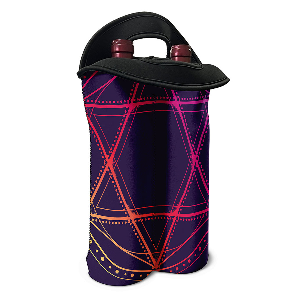 Geometric Star of David Print Double Neoprene Wine Tote