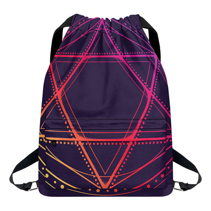 Geometric Star of David Print Drawstring Backpack