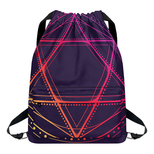 Geometric Star of David Print Drawstring Backpack