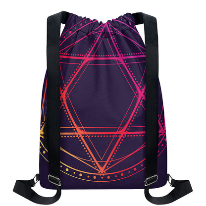 Geometric Star of David Print Drawstring Backpack