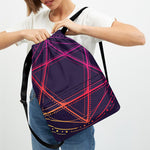 Geometric Star of David Print Drawstring Backpack