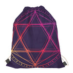 Geometric Star of David Print Drawstring Bag