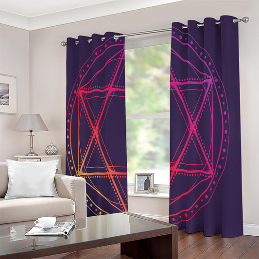Geometric Star of David Print Extra Wide Grommet Curtains