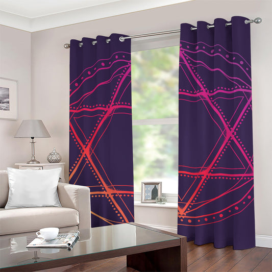 Geometric Star of David Print Grommet Curtains