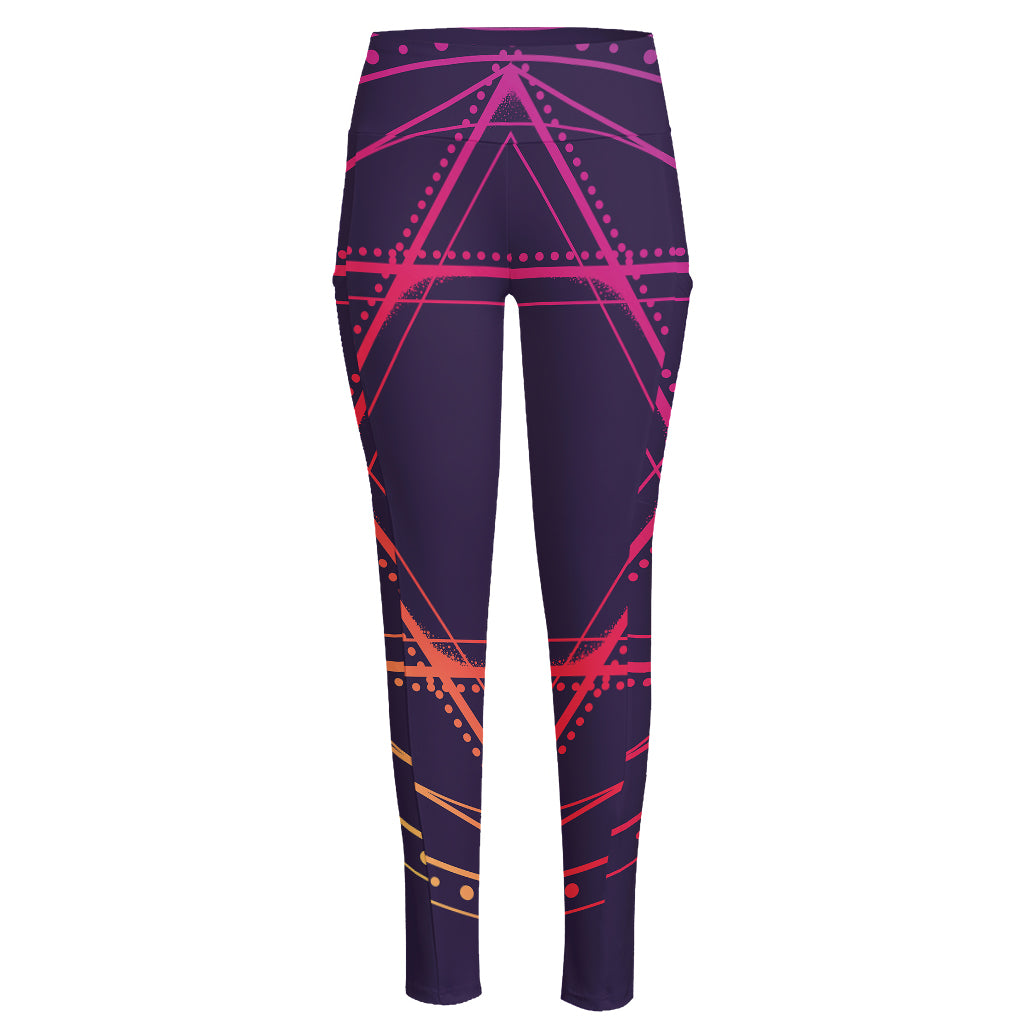 Geometric Star of David Print High-Waisted Pocket Leggings