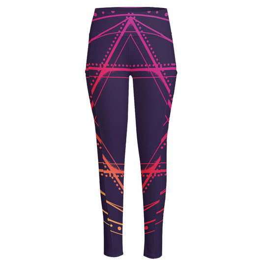 Geometric Star of David Print High-Waisted Pocket Leggings