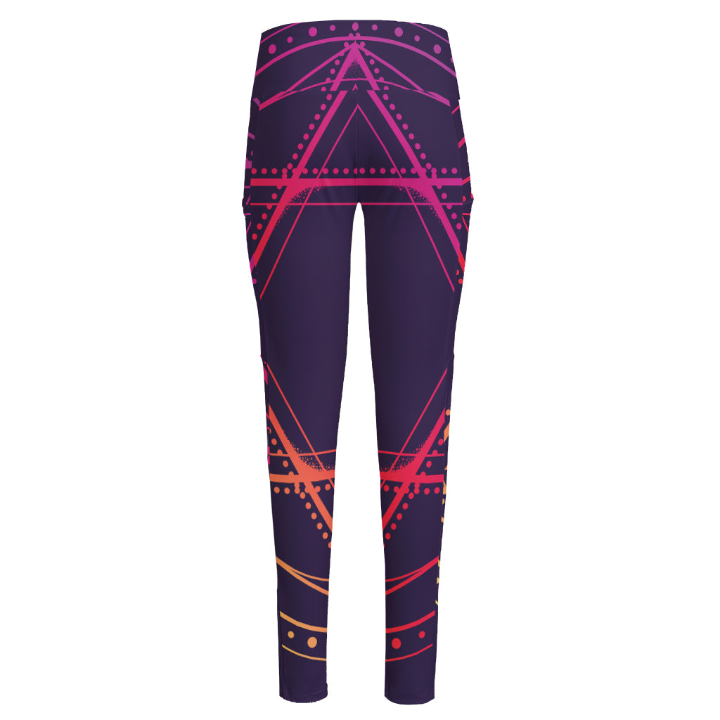 Geometric Star of David Print High-Waisted Pocket Leggings