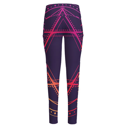 Geometric Star of David Print High-Waisted Pocket Leggings
